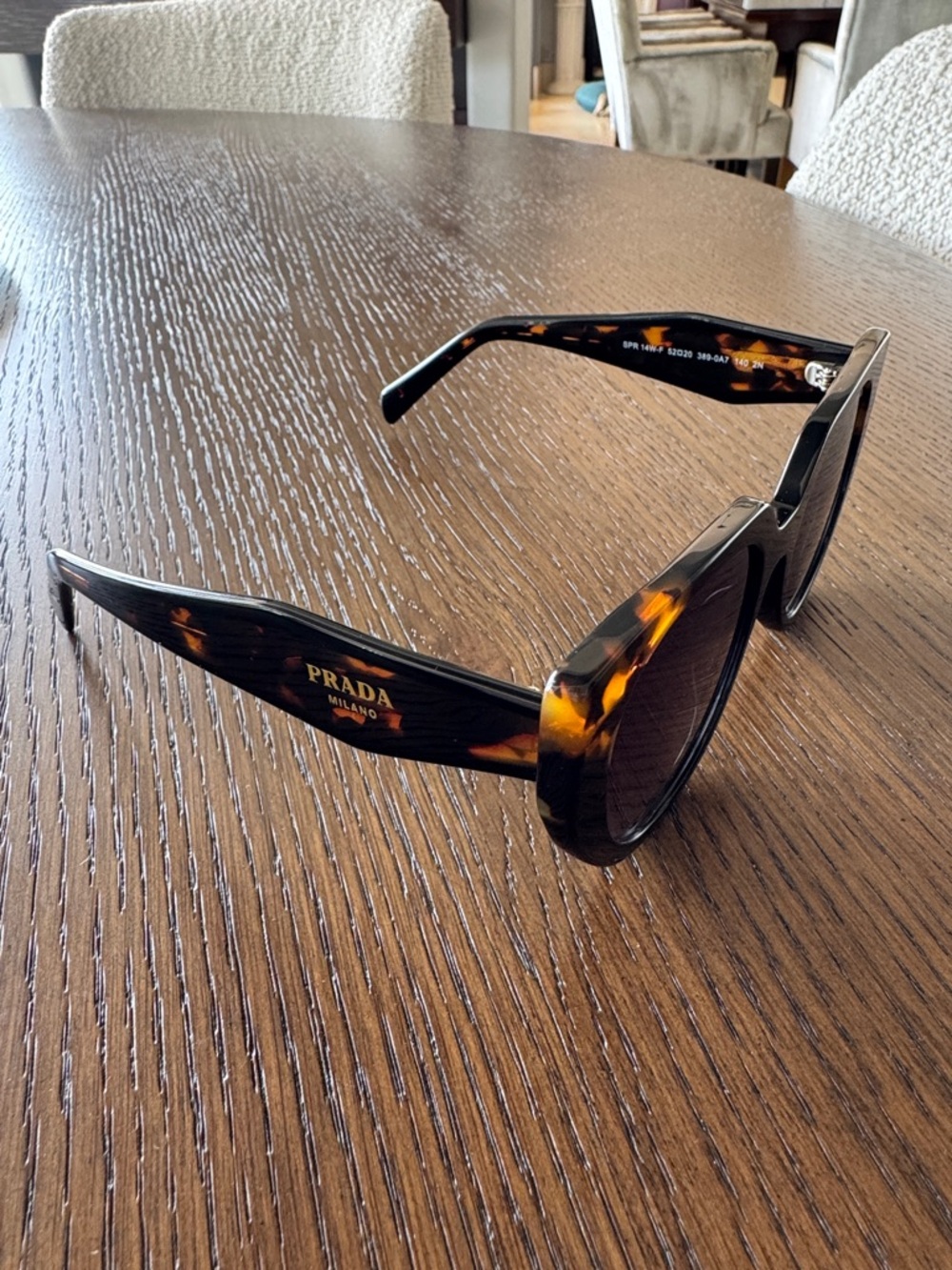 Prada Tortoiseshell Acetate Round Women Sunglasses - Dark Brown/Amber - Picture 3 of 12